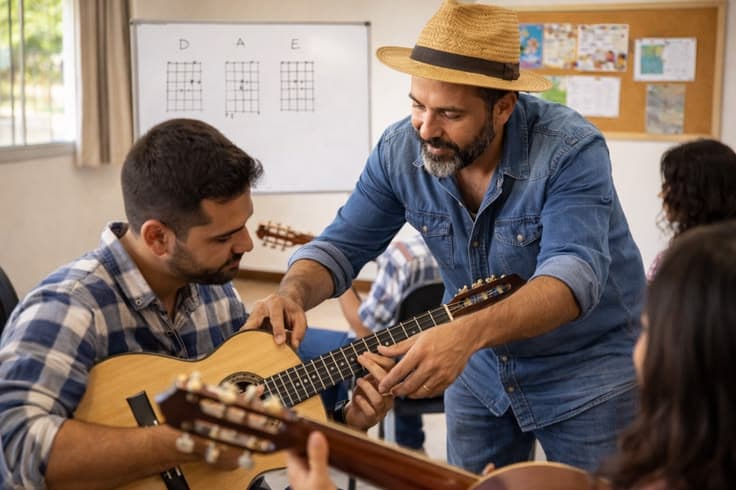 Spidizic student playing guitar
