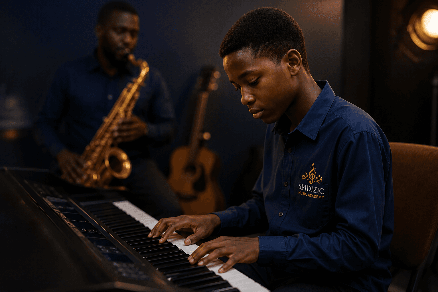Student learning piano at Spidizic Music Academy